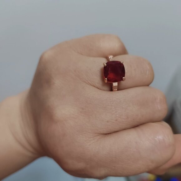 Luxurious Women’s Rose Gold Plated Ruby Ring - Picture 2 of 4